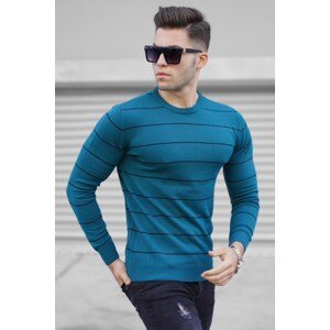 Madmext Oil Green Striped Knitwear Sweater 5177