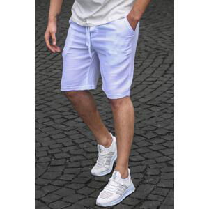 Madmext White Basic Linen Men's Shorts 6506