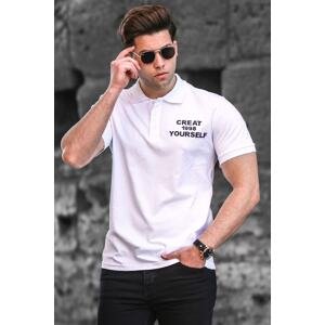 Madmext White Polo Collar Men's T-Shirt 5247