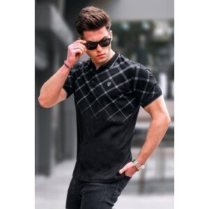 Madmext Men's Black Buttoned Polo Neck T-Shirt 5867