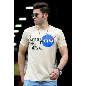 Madmext Men's Camel Printed T-Shirt 4509