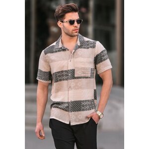 Madmext Black Men's Short Sleeve Jacquard Shirt 5590