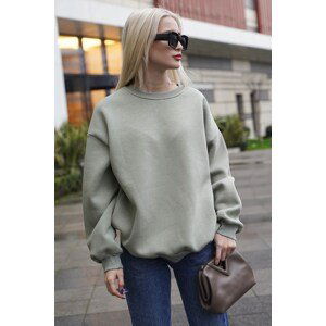 Madmext Mint Green Crew Neck Basic Sweatshirt