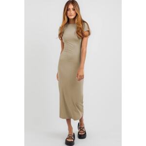 Madmext Beige Basic Half Fisherman Long Dress