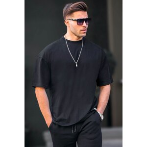 Madmext Men's Black Oversize Fit Basic T-Shirt 6066