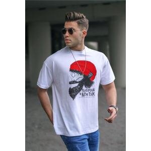 Madmext Men's Patterned White T-Shirt 5361