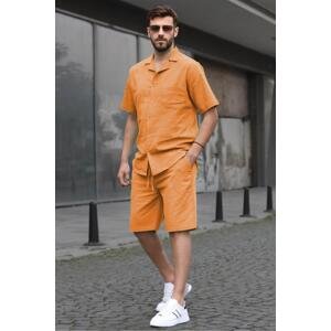 Madmext Men's Orange Basic Oversized Shirt Set 5588