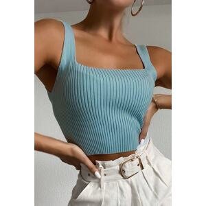 Madmext Mad Girls Baby Blue Crop Top Mg985