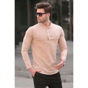 Madmext Beige Linen Regular Fit Men's Shirt 5586