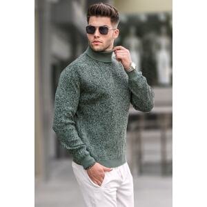 Madmext Light Khaki Patterned Turtleneck Knitwear Sweater 5765
