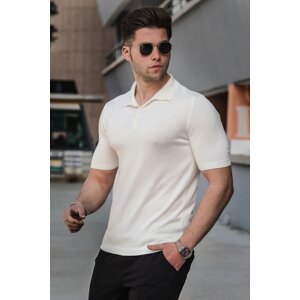 Madmext Men's Ecru Polo Neck Knitwear T-shirt 5078