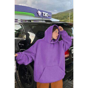 Madmext Purple Oversized Hooded Sweatshirt