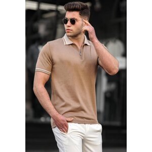 Madmext Camel Basic Polo Neck Men's T-Shirt 5099