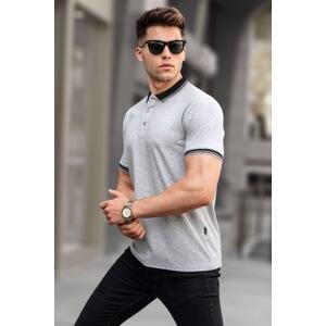 Madmext Basic Gray Polo Neck T-Shirt 5893