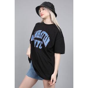 Madmext Women's Black Printed Oversized T-shirt