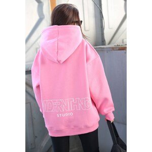 Madmext Mad Girls Pink Printed Oversized Sweatshirt