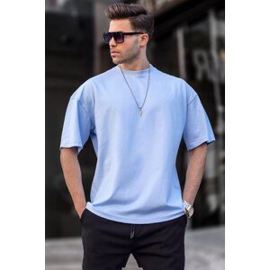 Madmext Men's Baby Blue Oversize Fit Basic T-Shirt 6066