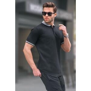 Madmext Men's Black Regular Fit Polo Neck T-Shirt 6105