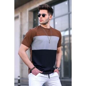 Madmext Men's Color Block Brown T-Shirt 5826
