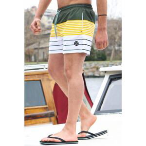 Madmext Khaki Striped Men's Marine Shorts 6362