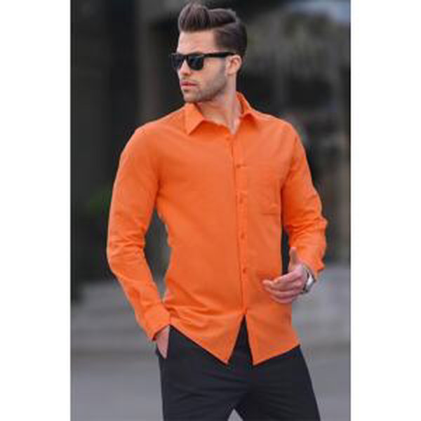 Madmext Orange Regular Fit Men's Shirt 5592