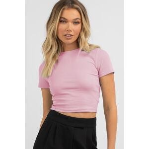 Madmext Powder Pink Basic Crop Women's T-Shirt