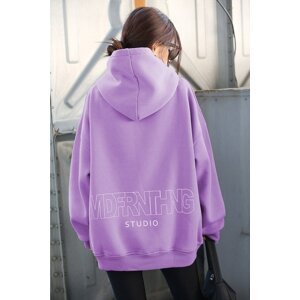 Madmext Lilac Printed Oversize Sweatshirt