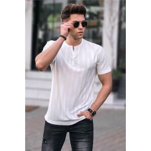 Madmext Men's White Button-Up T-Shirt 5831