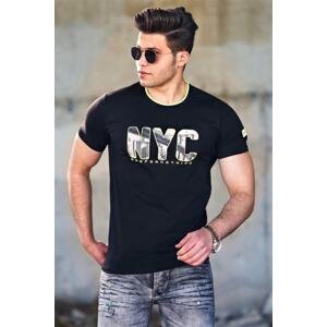 Madmext Men's Black Printed T-Shirt 4606