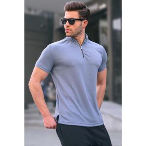 Madmext Zipper Collar Smoked Men's T-Shirt 6120