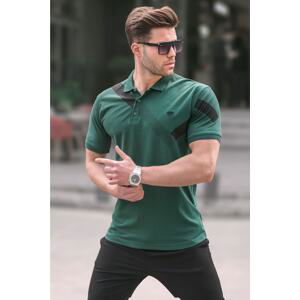 Madmext Dark Green Patterned Polo Neck Men's T-Shirt 6081