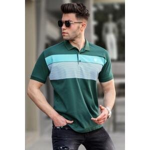 Madmext Green Striped Polo Men's T-Shirt 5864