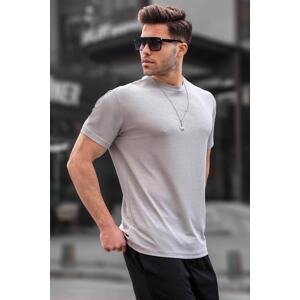 Madmext Men's Dyed Gray Regular Fit Basic T-Shirt 6069