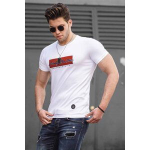 Madmext Printed White Men's T-Shirt 4589