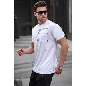 Madmext White Men's Pocket Printed T-Shirt 5861