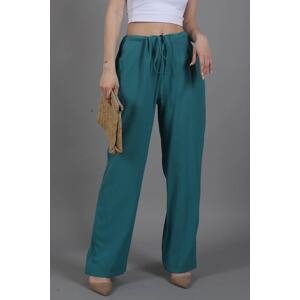 Madmext Emerald Green Crinkle Fabric Basic Women's Beach Pants