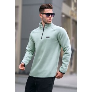 Madmext Mint Green Men's Zipper Collar Sweatshirt 6030