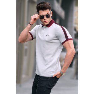 Madmext Dyed Gray Sleeve Striped Polo Neck T-Shirt 5888