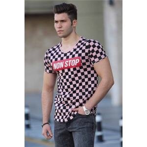 Madmext Checkered Print Pink T-Shirt 2621
