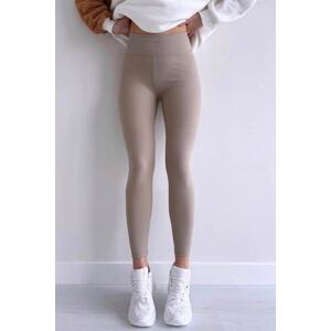 Madmext Beige High Waist Women's Corduroy Leggings