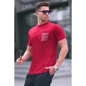 Madmext Men's Burgundy Regular Fit Patch Pocket T-Shirt 6102