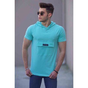 Madmext Turquoise Men's Hooded T-Shirt 4611