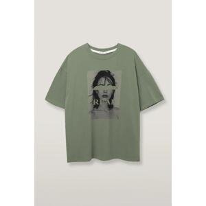 Madmext Almond Green Oversized Women's Printed T-Shirt