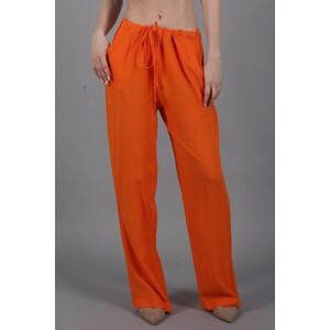 Madmext Orange Crinkle Fabric Basic Women's Beach Trousers