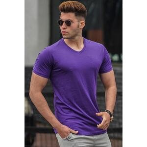 Madmext Basic V Neck Purple T-Shirt 5281