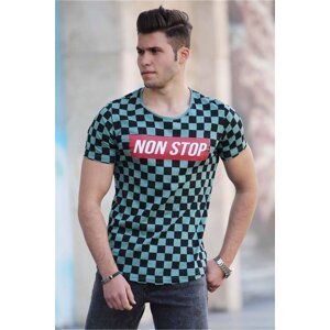 Madmext Checkerboard Print Mint Green T-Shirt 2621
