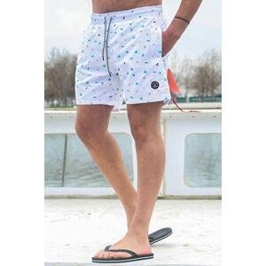 Madmext White Patterned Men's Beach Shorts 6367