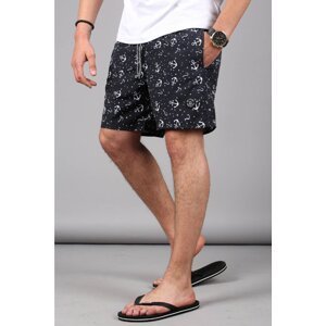 Madmext Anchor Patterned Black Men's Beach Shorts 6366