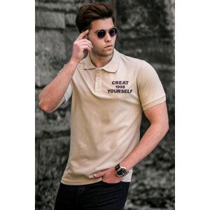 Madmext Beige Polo Collar Men's T-Shirt 5247