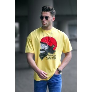 Madmext Men's Patterned Yellow T-Shirt 5361